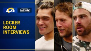 Video Thumbnail: Rams Vs. Seahawks Post Game Locker Room Interviews: Matthew Stafford, Puka Nacua & Tyler Higbee