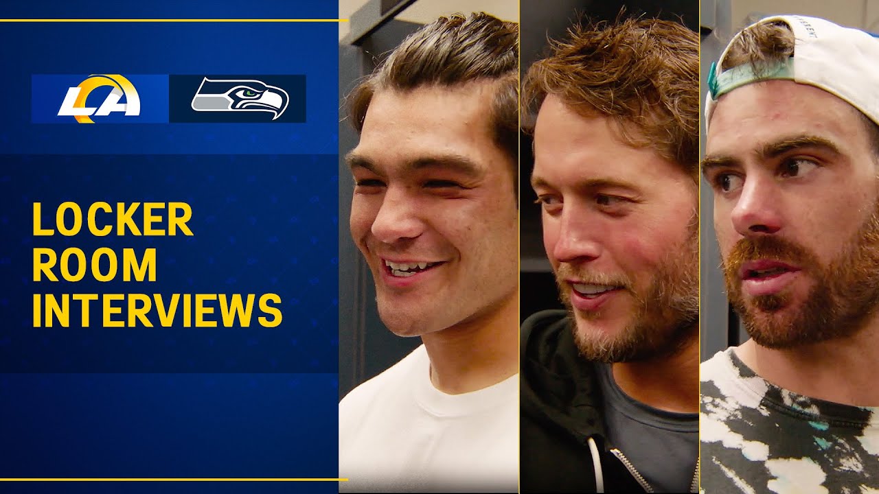 Video Thumbnail: Rams Vs. Seahawks Post Game Locker Room Interviews: Matthew Stafford, Puka Nacua & Tyler Higbee